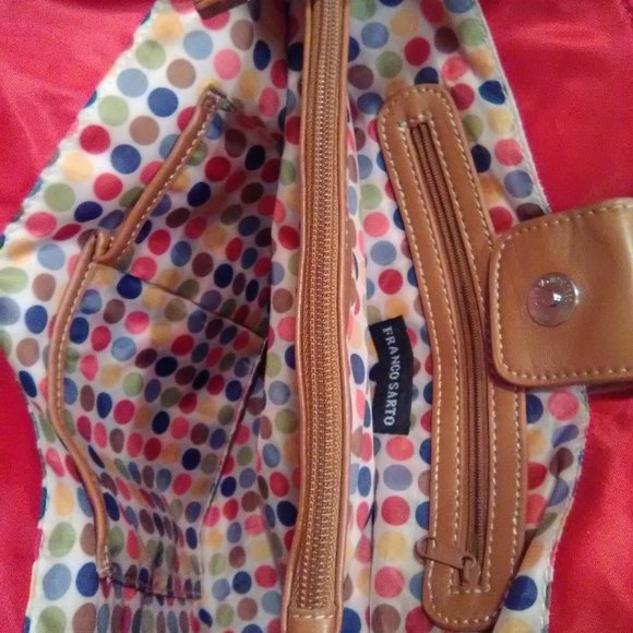 Franco Sarto Red Medium Size Bag Leather & Fabric NWT - Picture 10 of 14